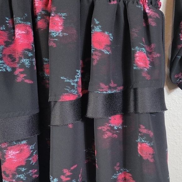 NWT Sam Edelman Russian Romance Dress Size L Whimsigoth Dark Floral Mini Ruffle - Picture 5 of 14